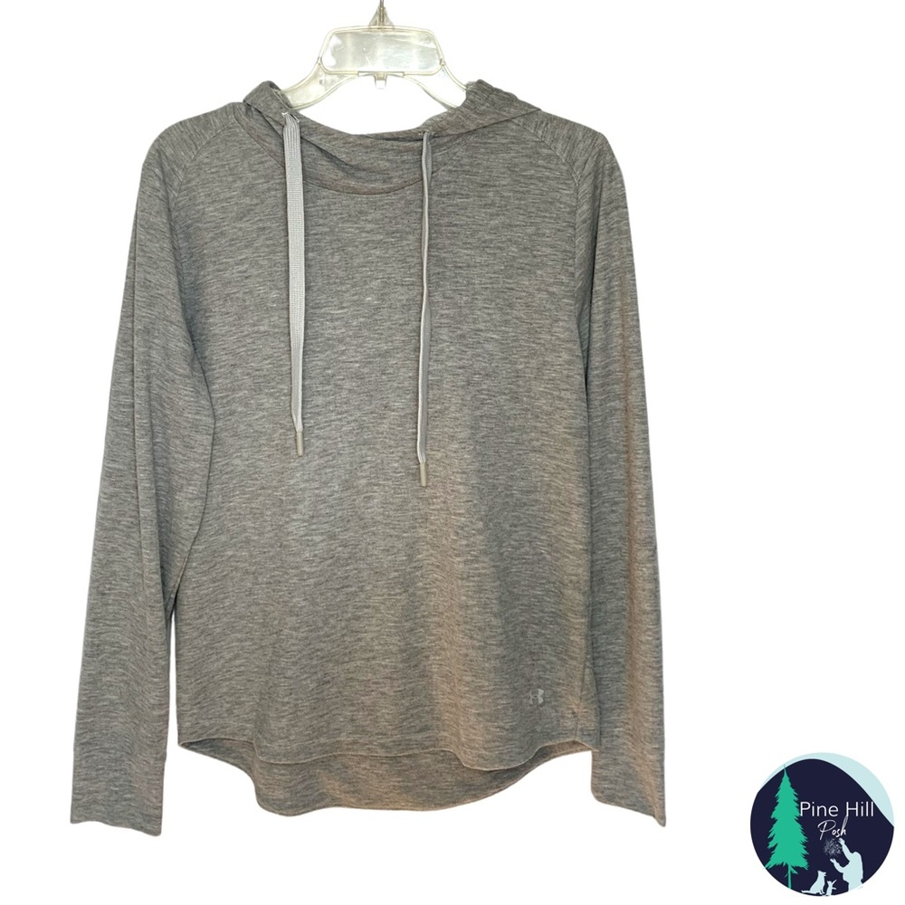 Under Armour ColdGear Hoodie Hooded Sweatshirt Womens Small Gray Loose Fit Terry